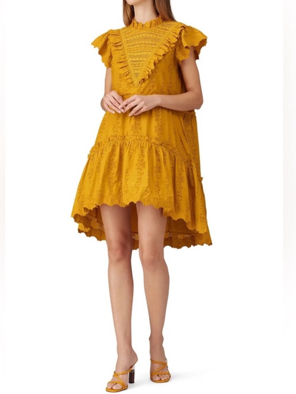 Sea New York Lea Ruffle Yellow Dress Size: 8